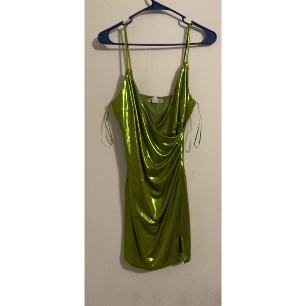 Large Green metallic mini dress with adjustable straps